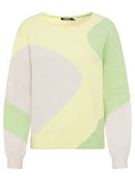 260 Olsen- Patterned Crew Neck Jumper- Citrus