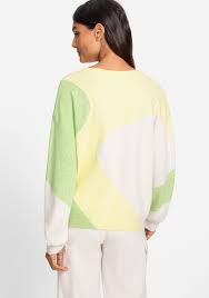 260 Olsen- Patterned Crew Neck Jumper- Citrus