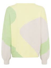 260 Olsen- Patterned Crew Neck Jumper- Citrus