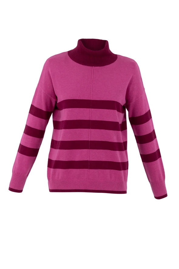 7180-Polo Neck Jumper-Pink-Marble