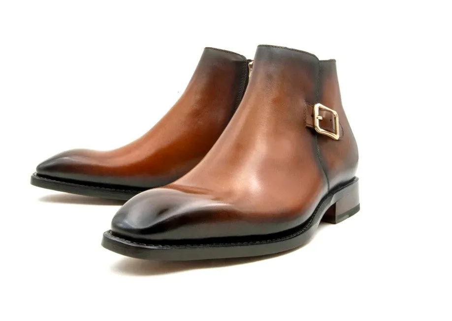 Americano Burnished Calfskin Slip-On Boot Caramel