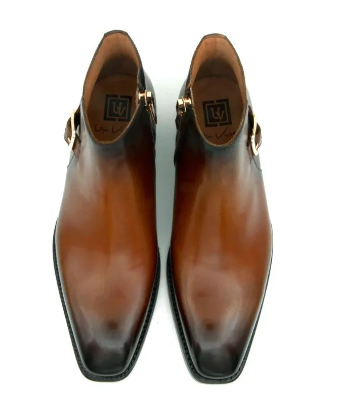 Americano Burnished Calfskin Slip-On Boot Caramel