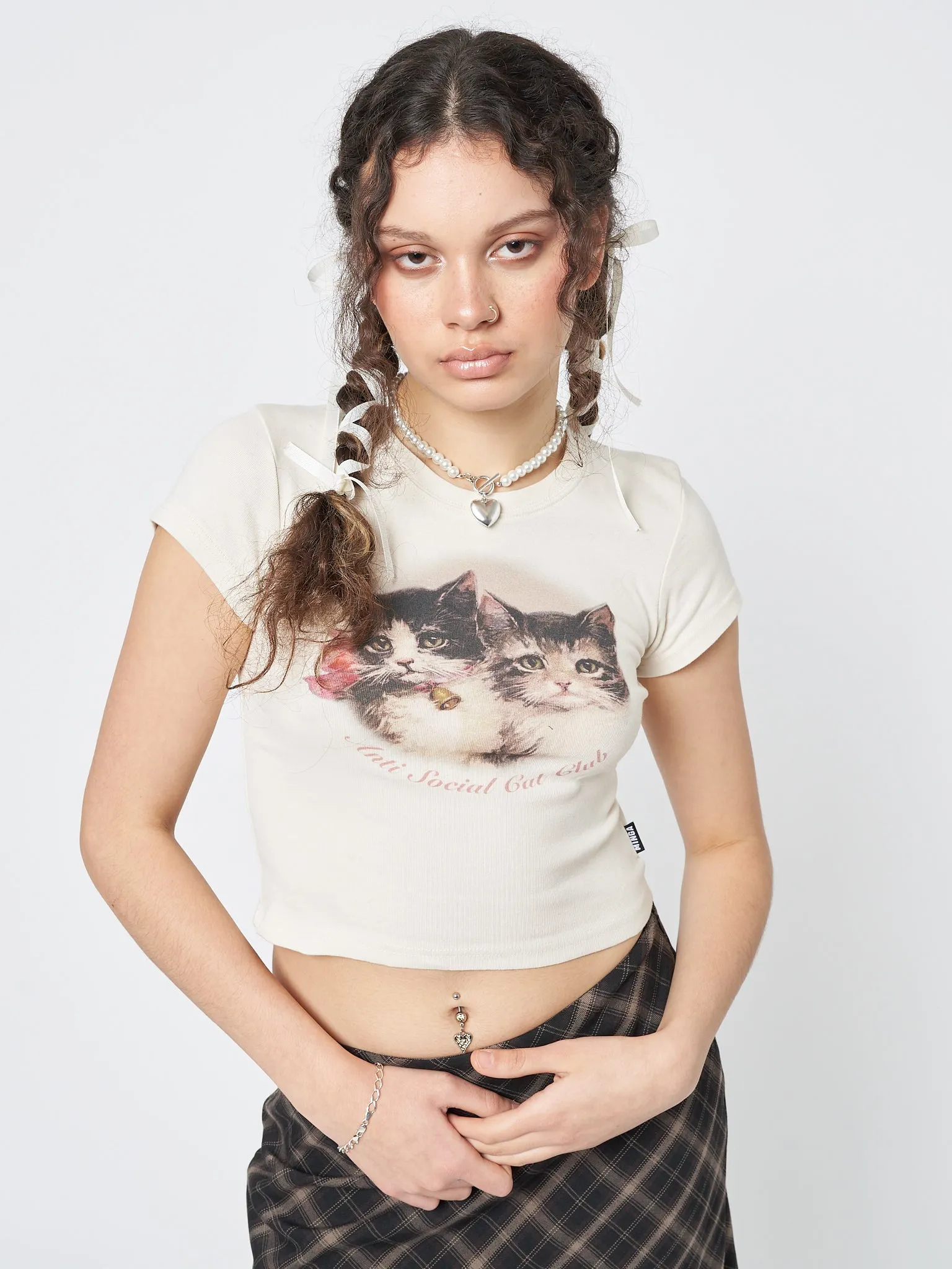 Anti Social Cat Club Ecru Baby Tee