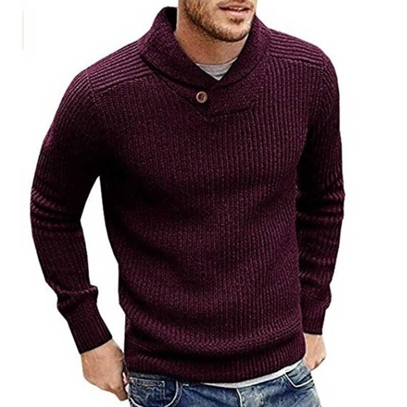 ASHORESHOP 2019 Fall Cowl neck knitted men sweater pullover cable sweater