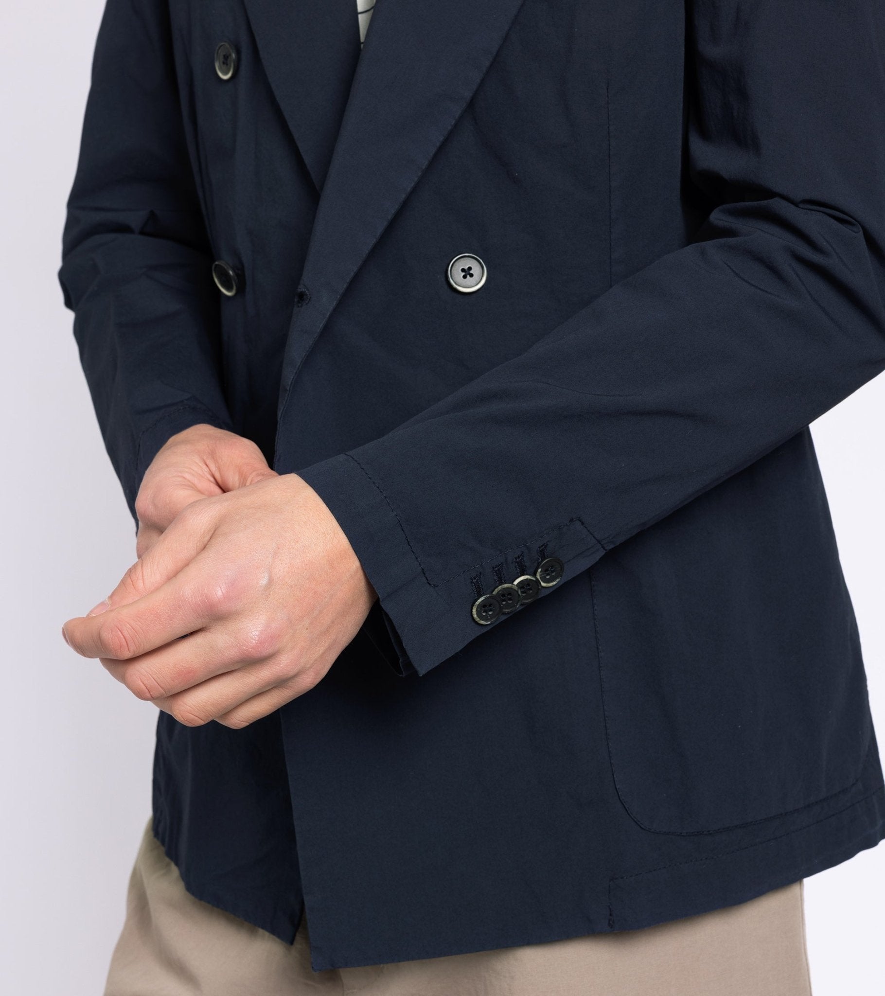 Barena Siroco Pavion Light Cotton Double Breasted Jacket: Navy