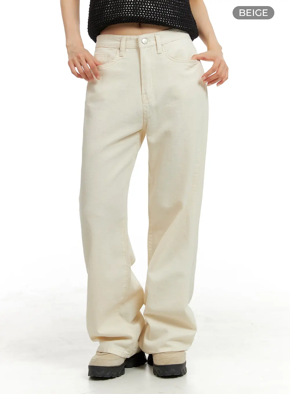 Basic Straight Leg Cotton Pants OM412