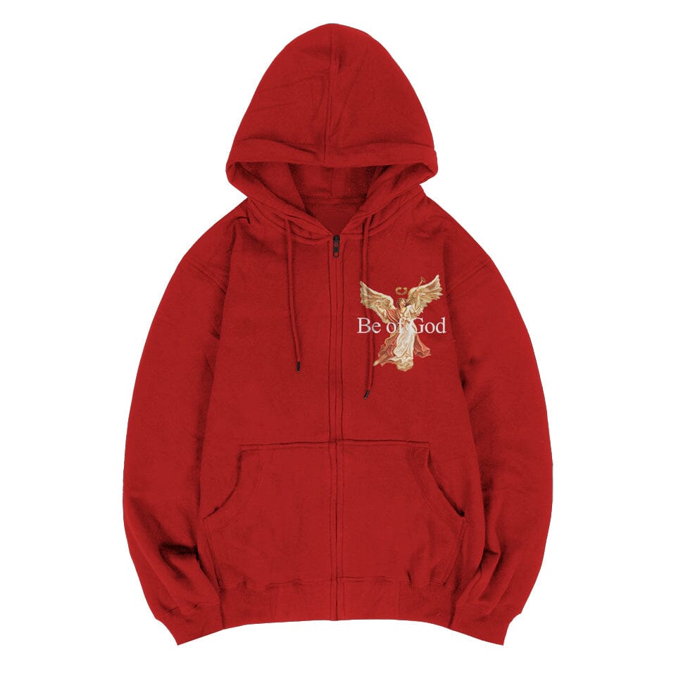 Be of God - Red Zipper Hoodie Sweatshirt