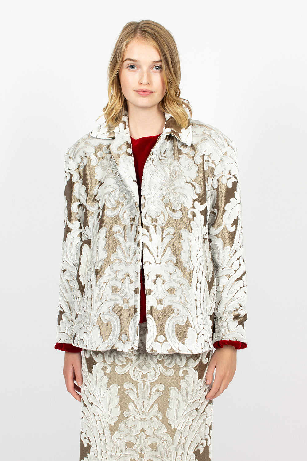 Belted Coat Ecru Tapestry