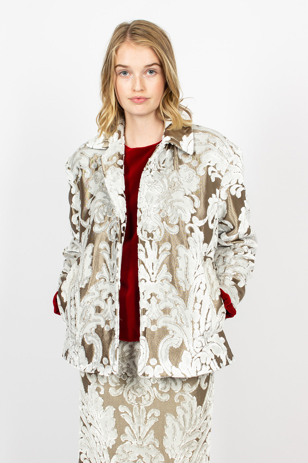 Belted Coat Ecru Tapestry