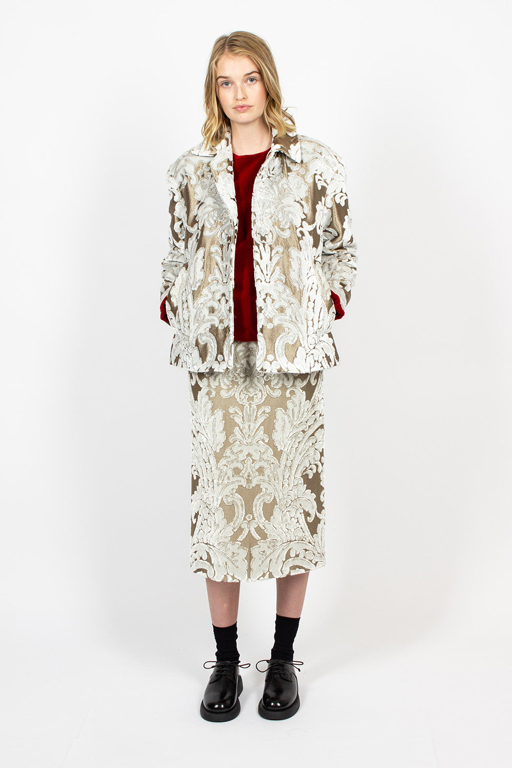 Belted Coat Ecru Tapestry