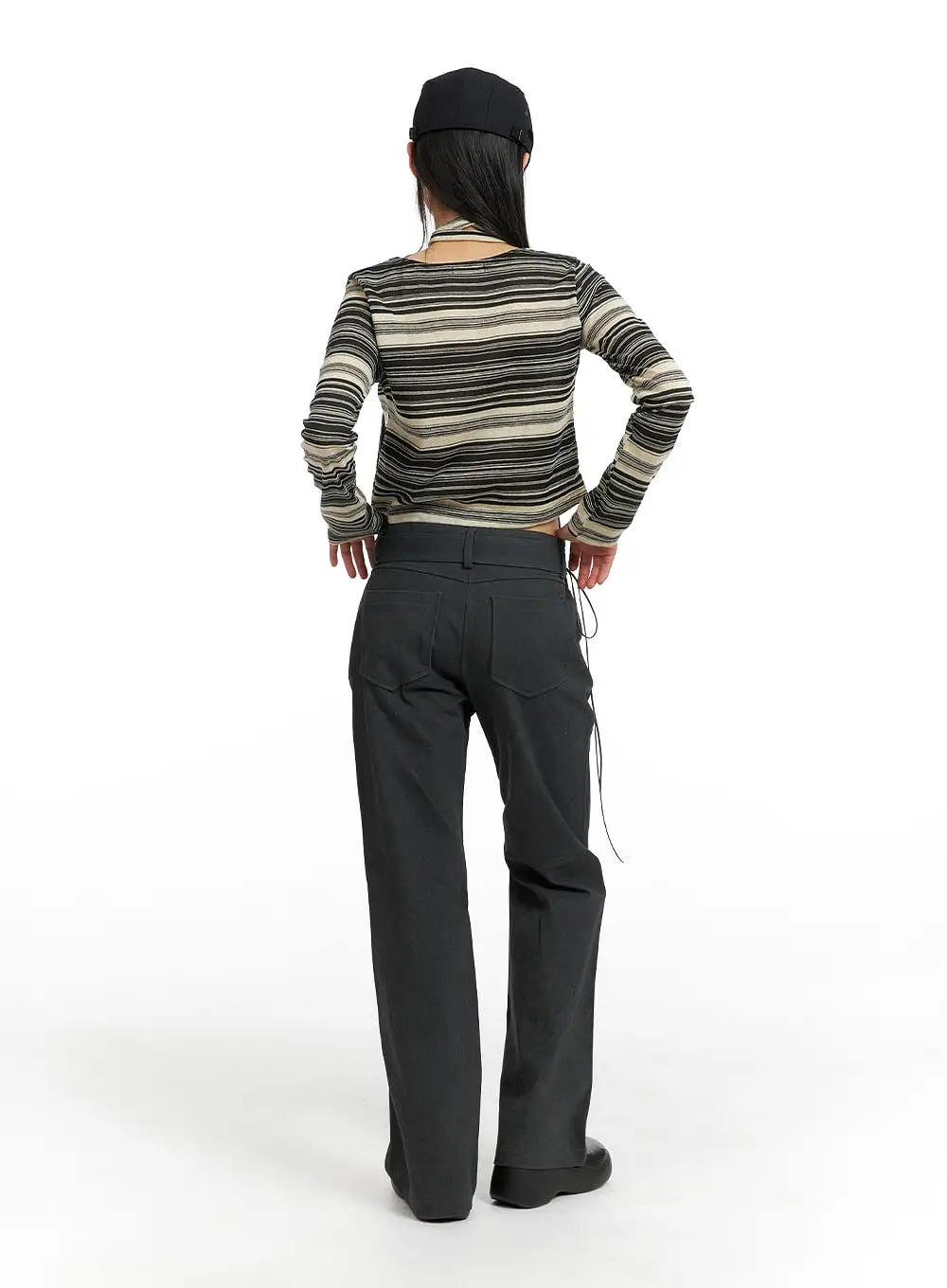 Belted Slim Bootcut Pants CF423