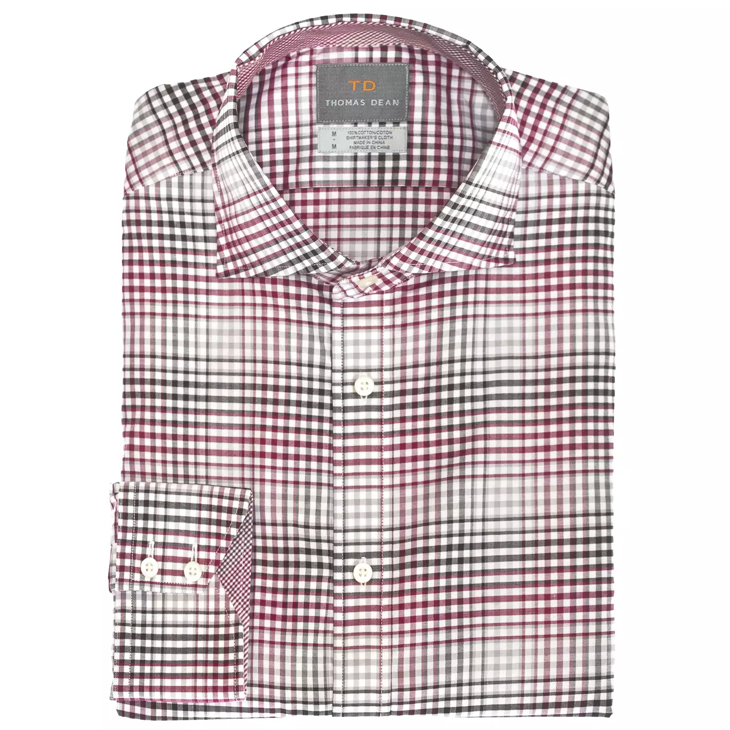 Big & Tall Wine Check Button Down Sport Shirt