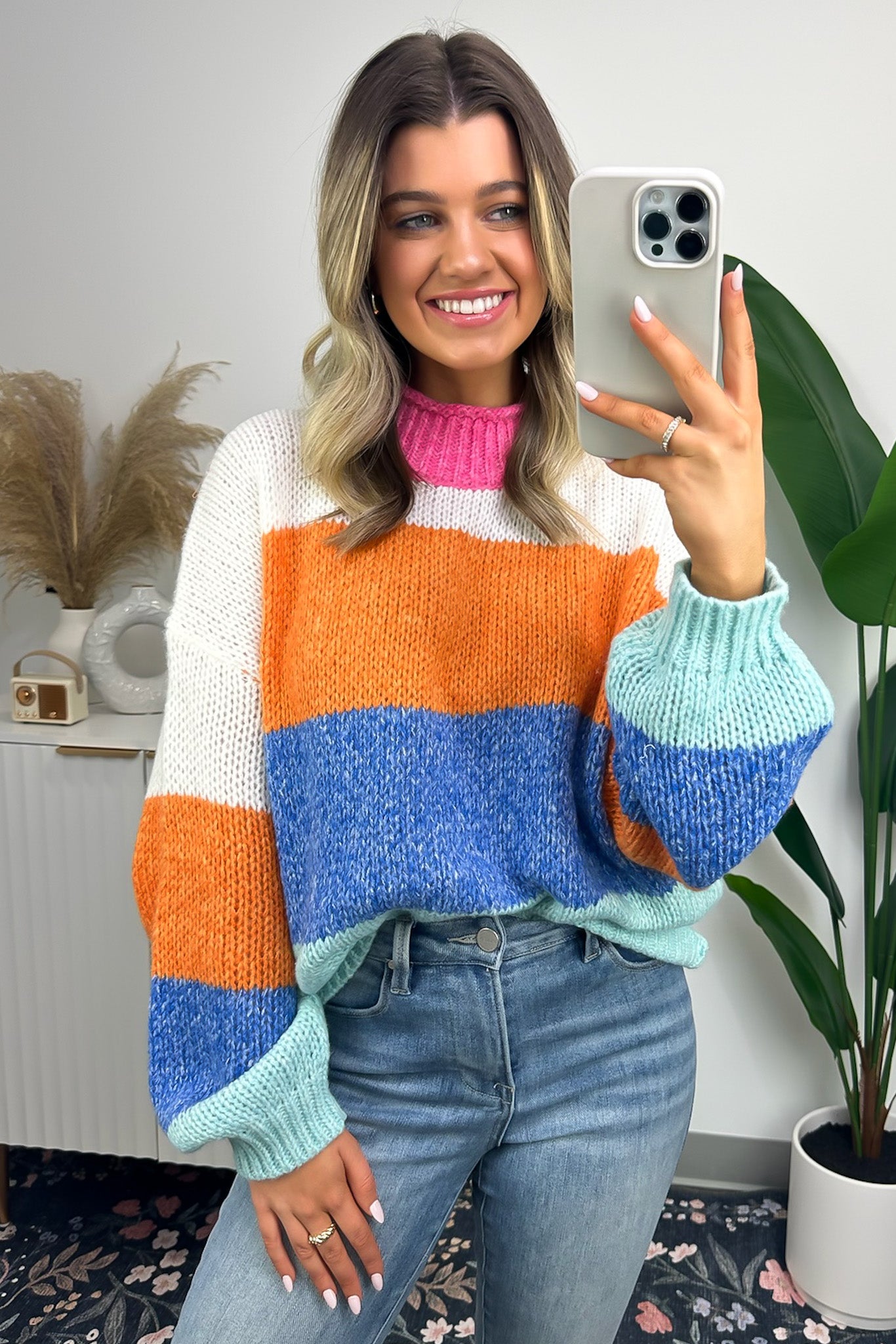 Bizzy Color Block Mock Neck Sweater - FINAL SALE