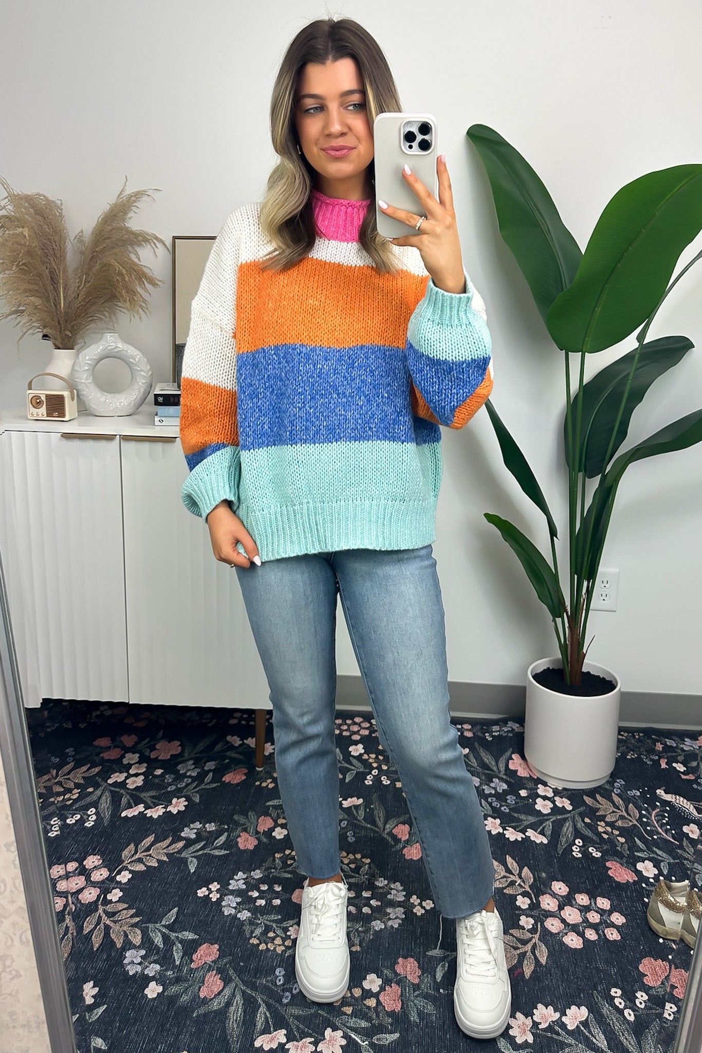 Bizzy Color Block Mock Neck Sweater - FINAL SALE