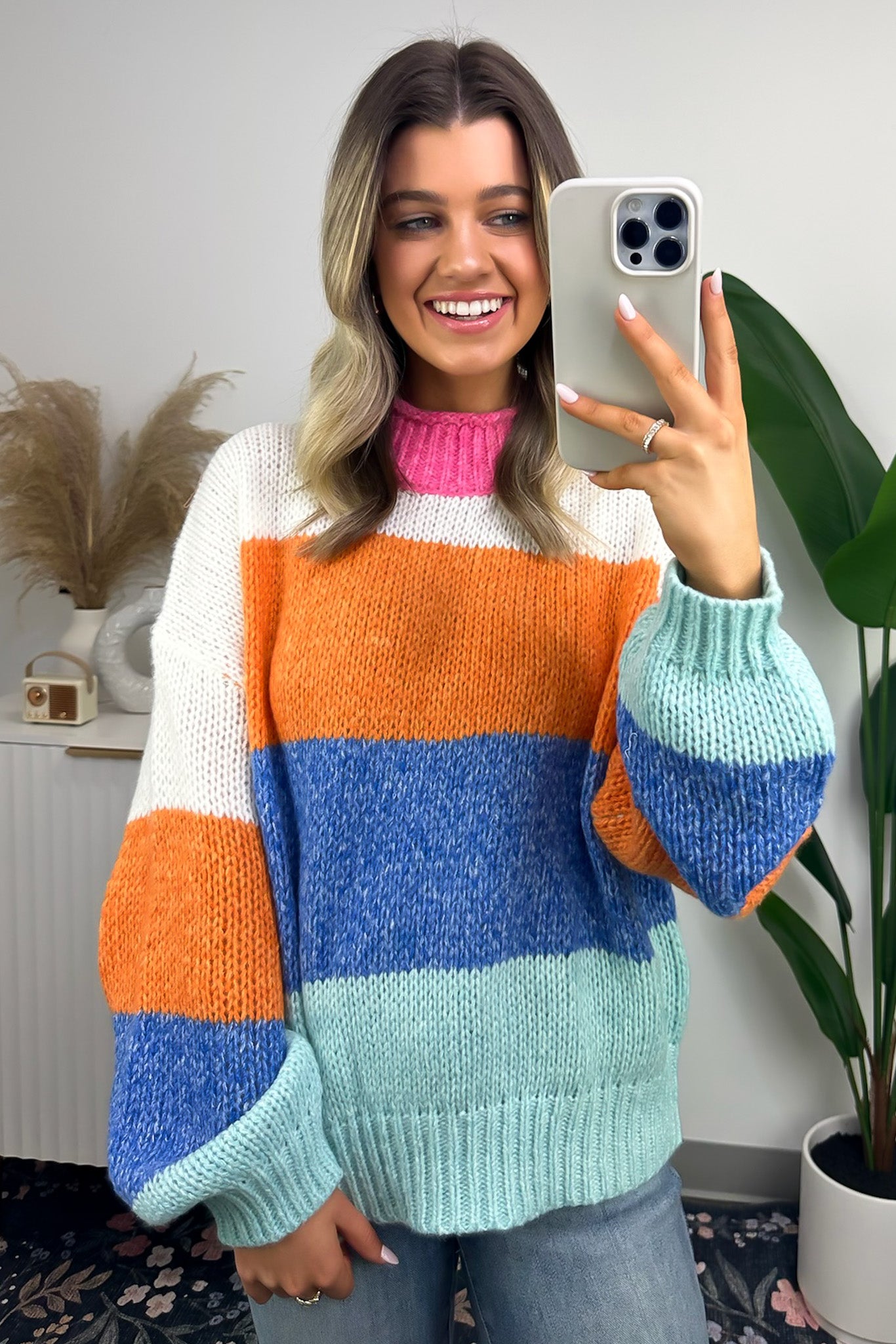 Bizzy Color Block Mock Neck Sweater - FINAL SALE