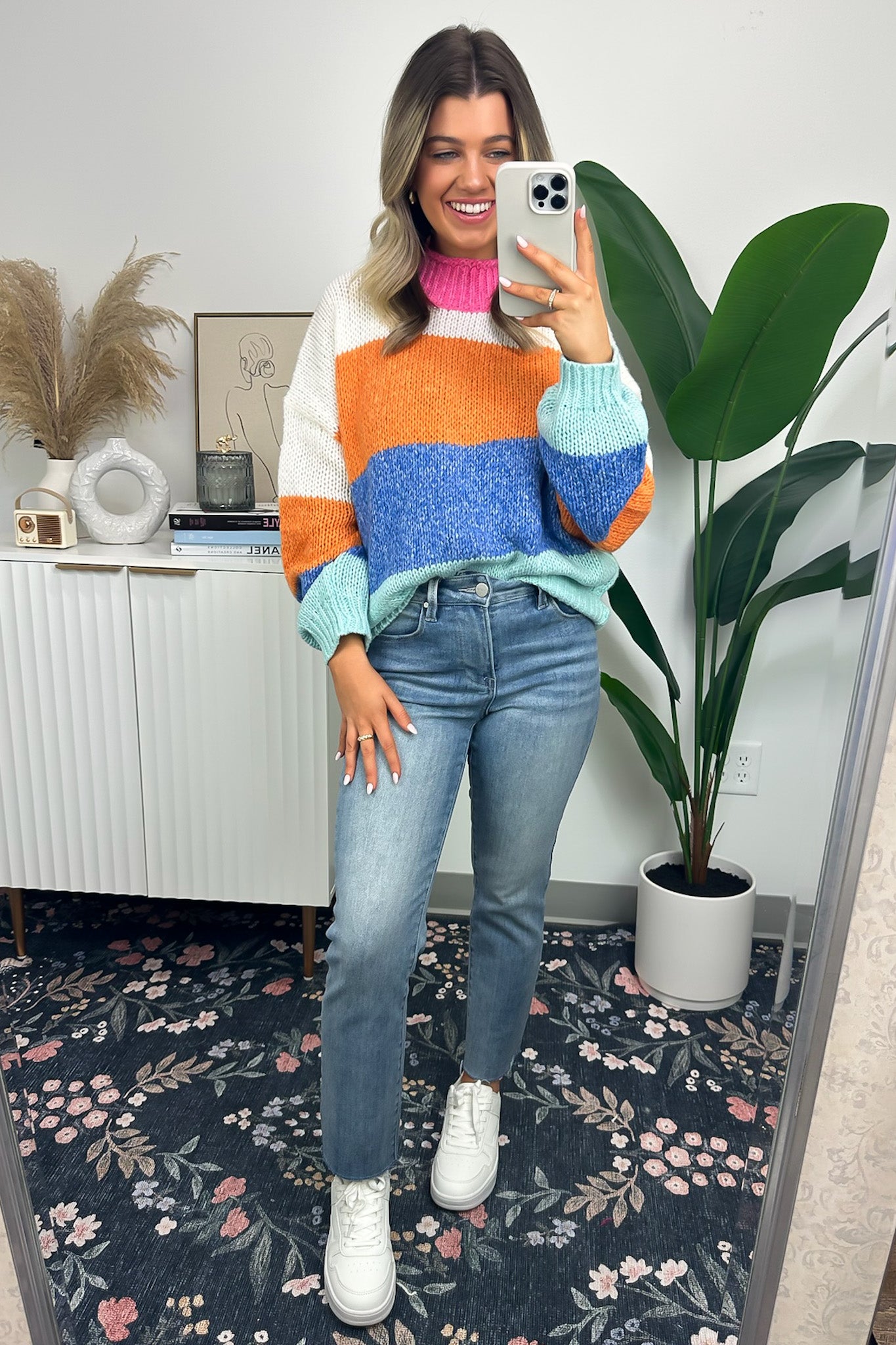 Bizzy Color Block Mock Neck Sweater - FINAL SALE