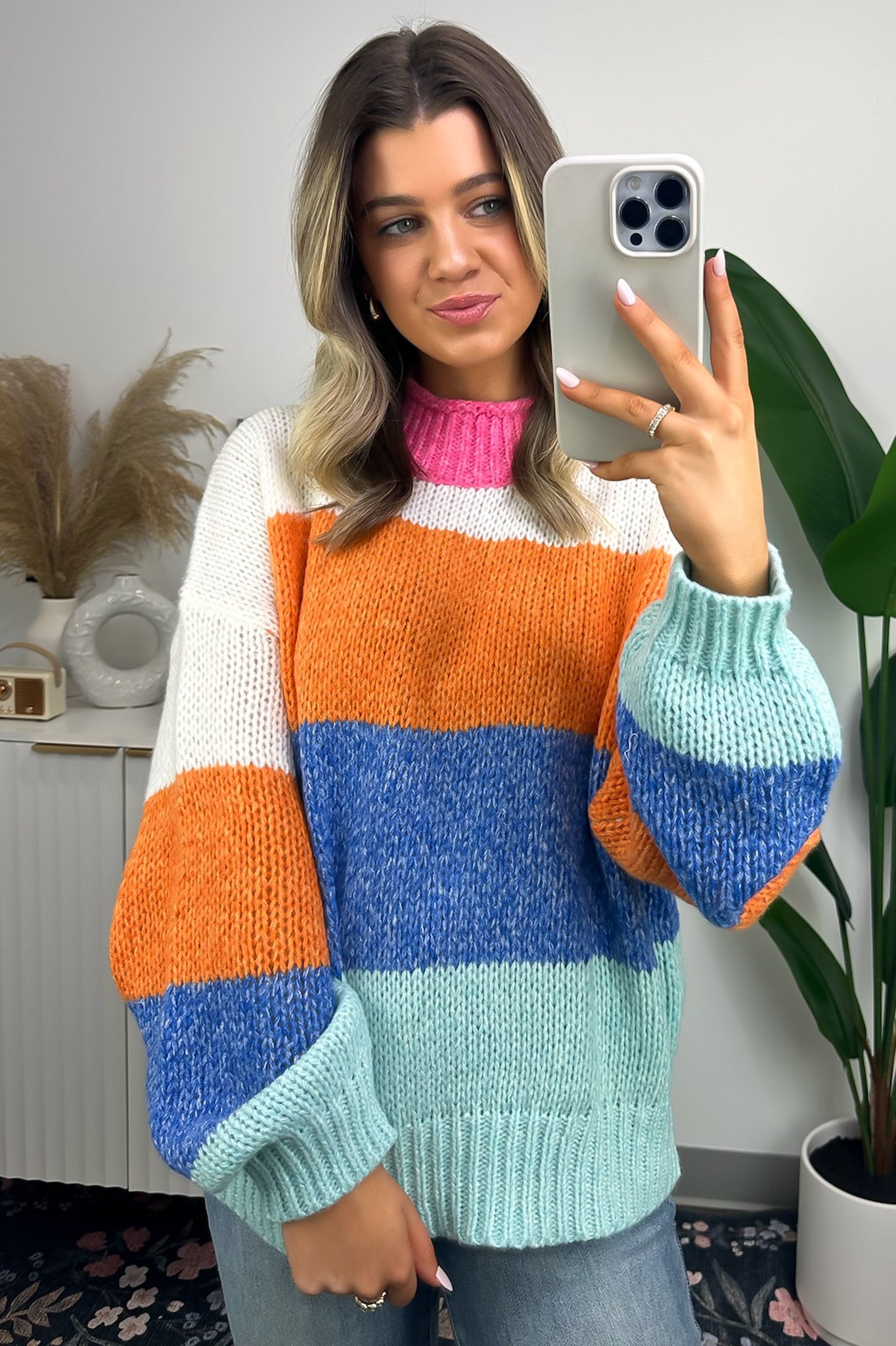 Bizzy Color Block Mock Neck Sweater - FINAL SALE