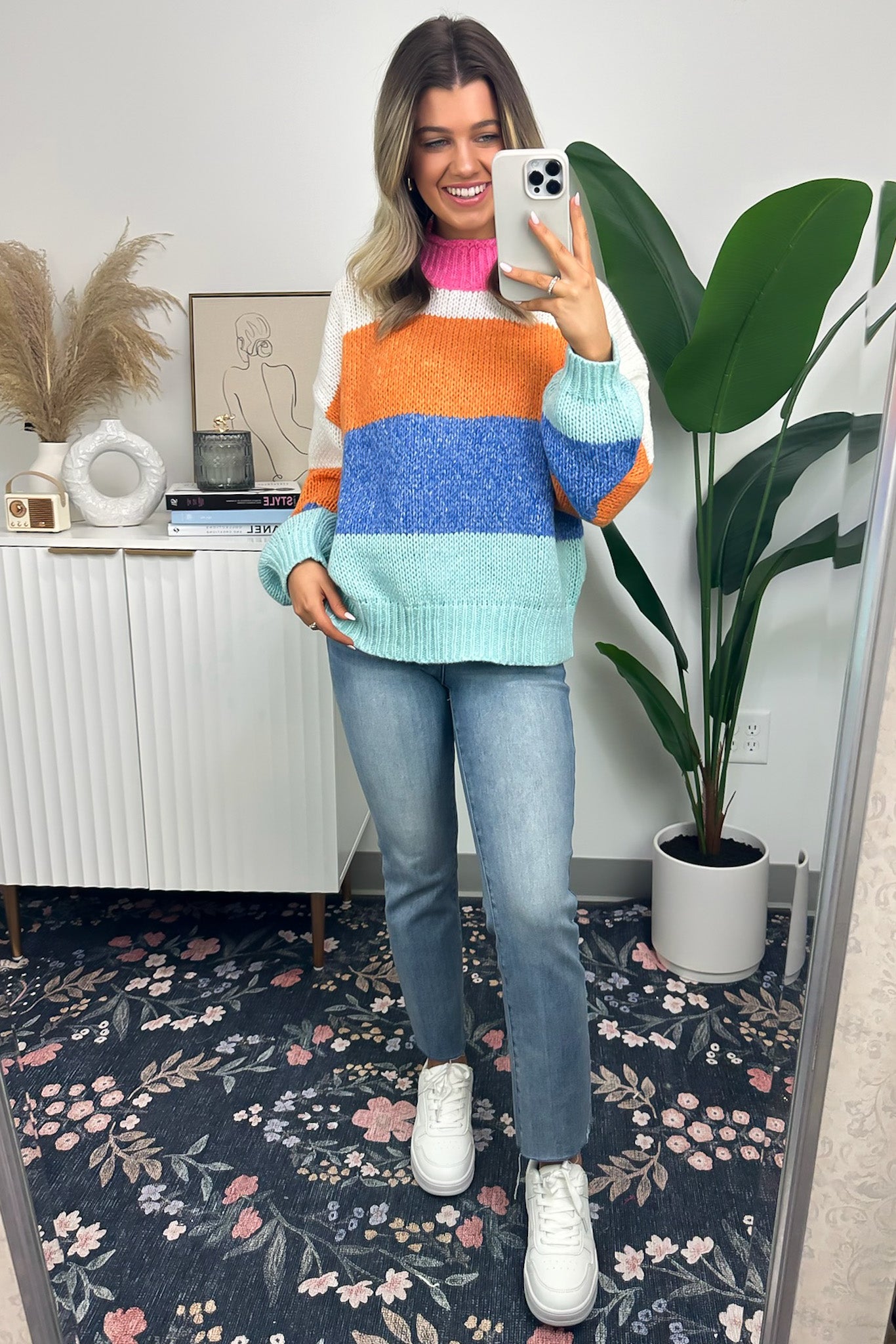 Bizzy Color Block Mock Neck Sweater - FINAL SALE