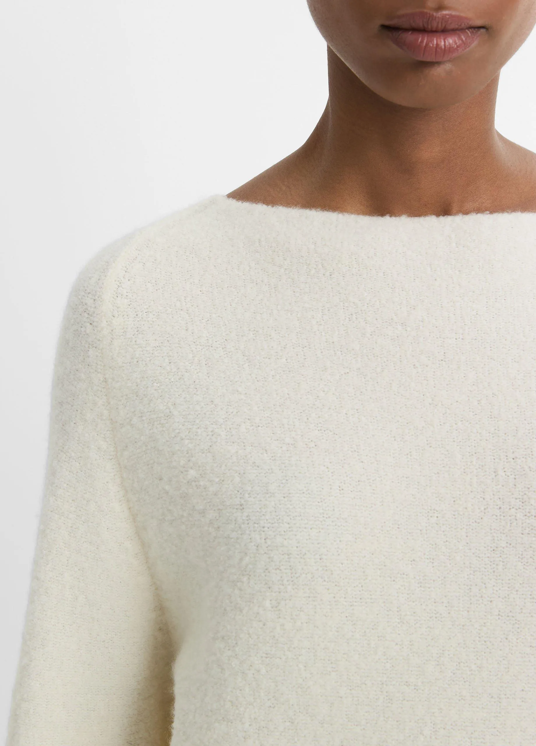 Bouclé Wool-Blend Raglan Boat-Neck Sweater