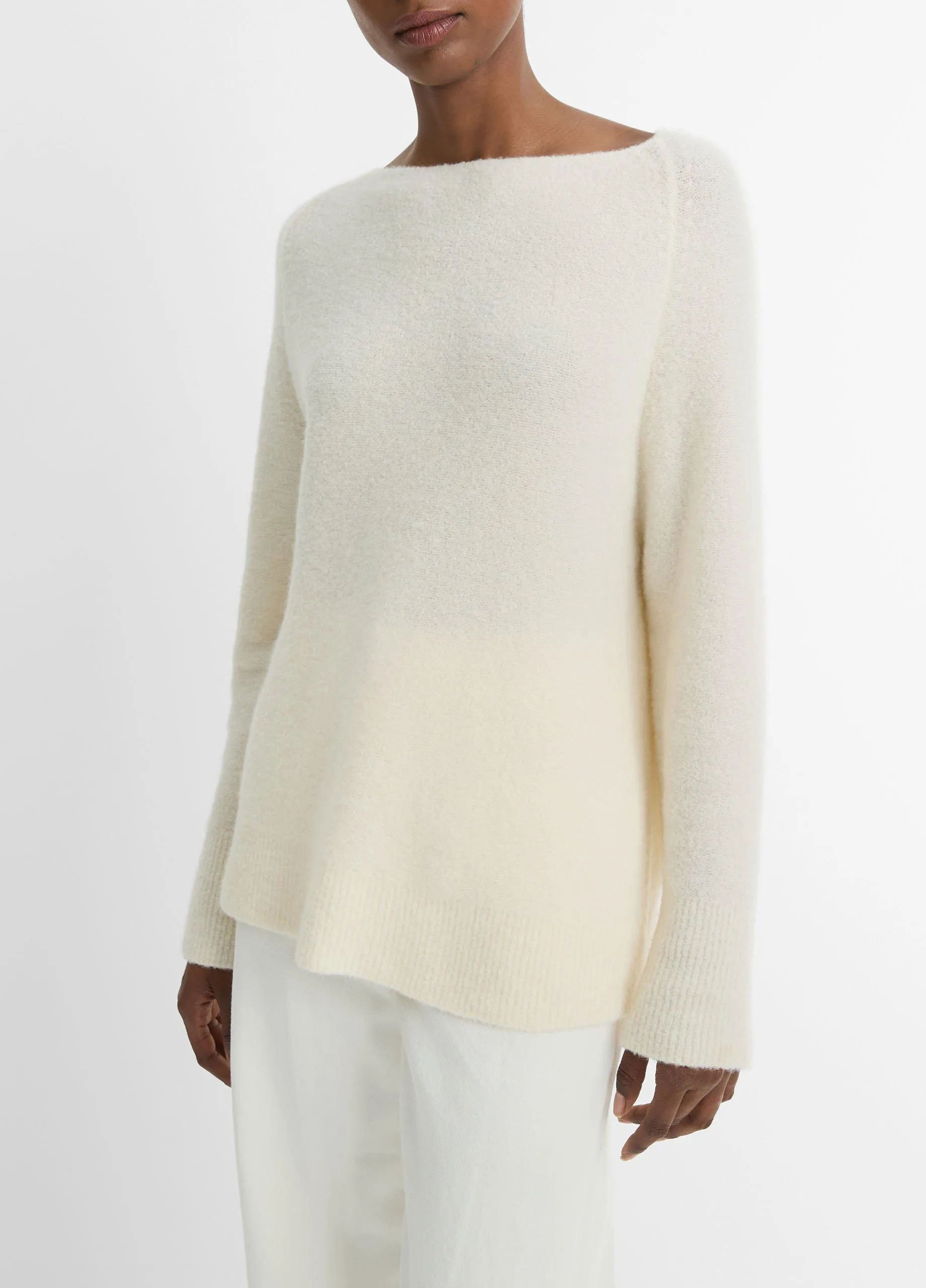 Bouclé Wool-Blend Raglan Boat-Neck Sweater