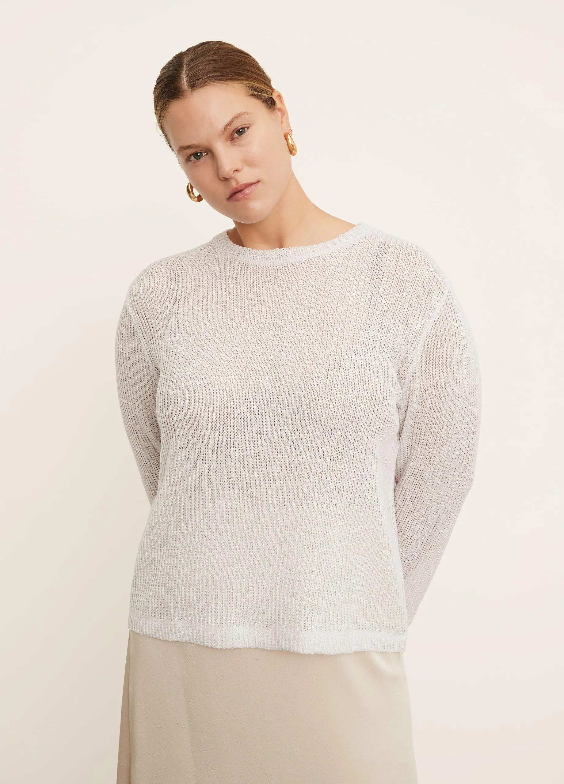 Bracelet Sleeve Crew Neck Sweater