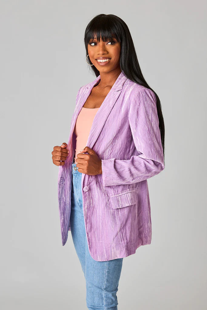 BuddyLove | HEFF CRUSHED VELVET BLAZER - PERIWINKLE