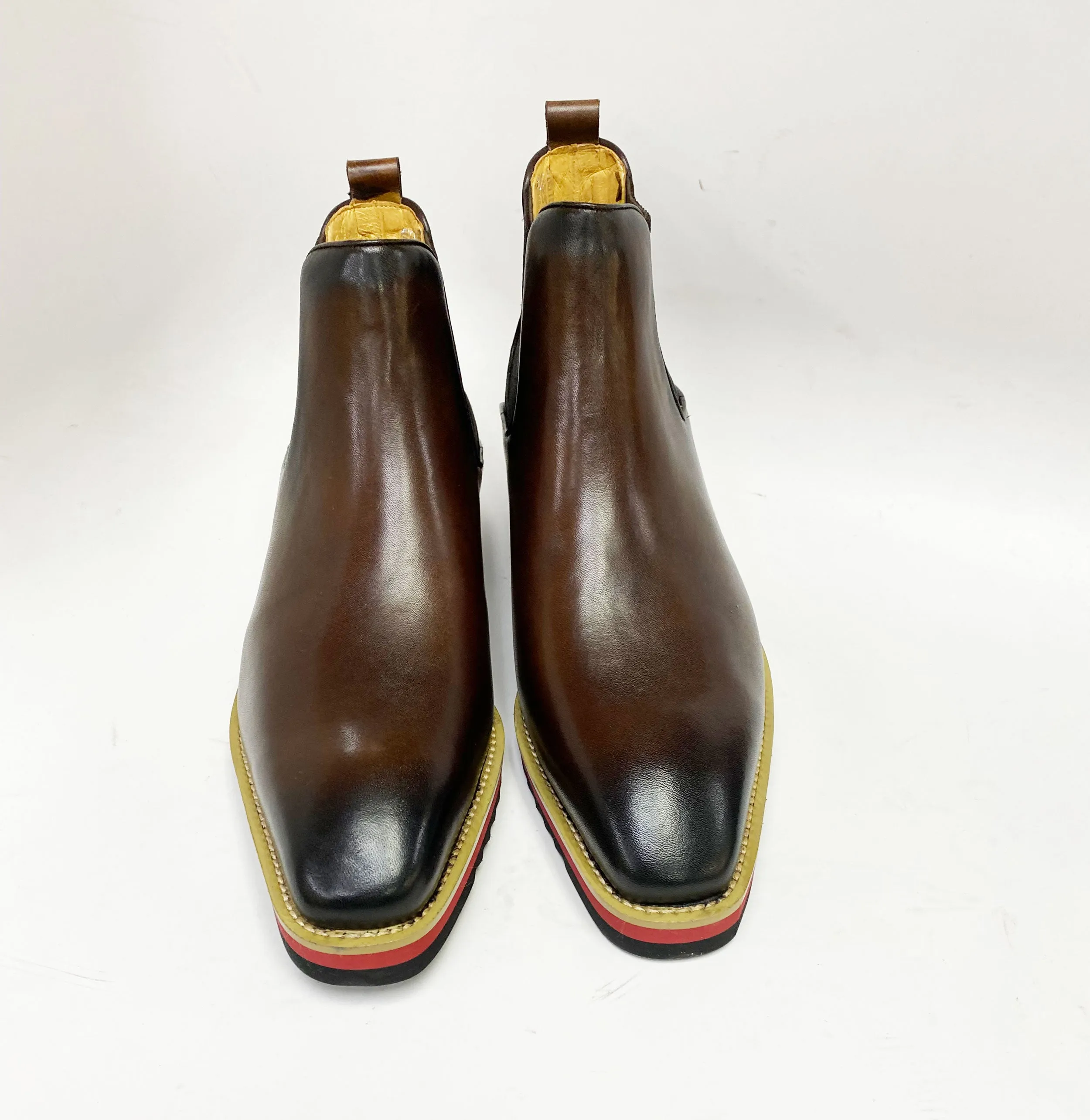 Burnished Calfskin Slip-On Boot Brown