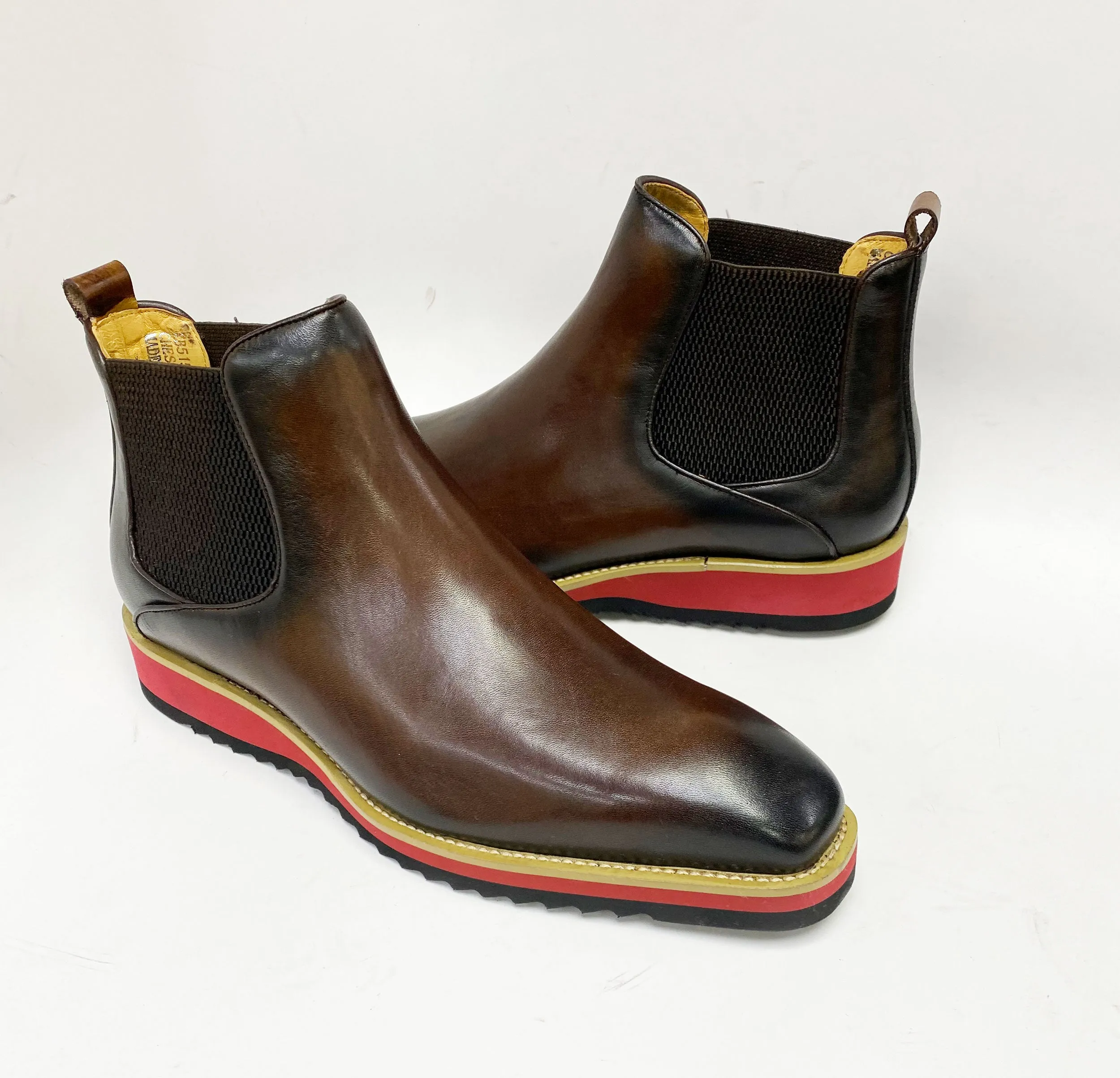 Burnished Calfskin Slip-On Boot Brown