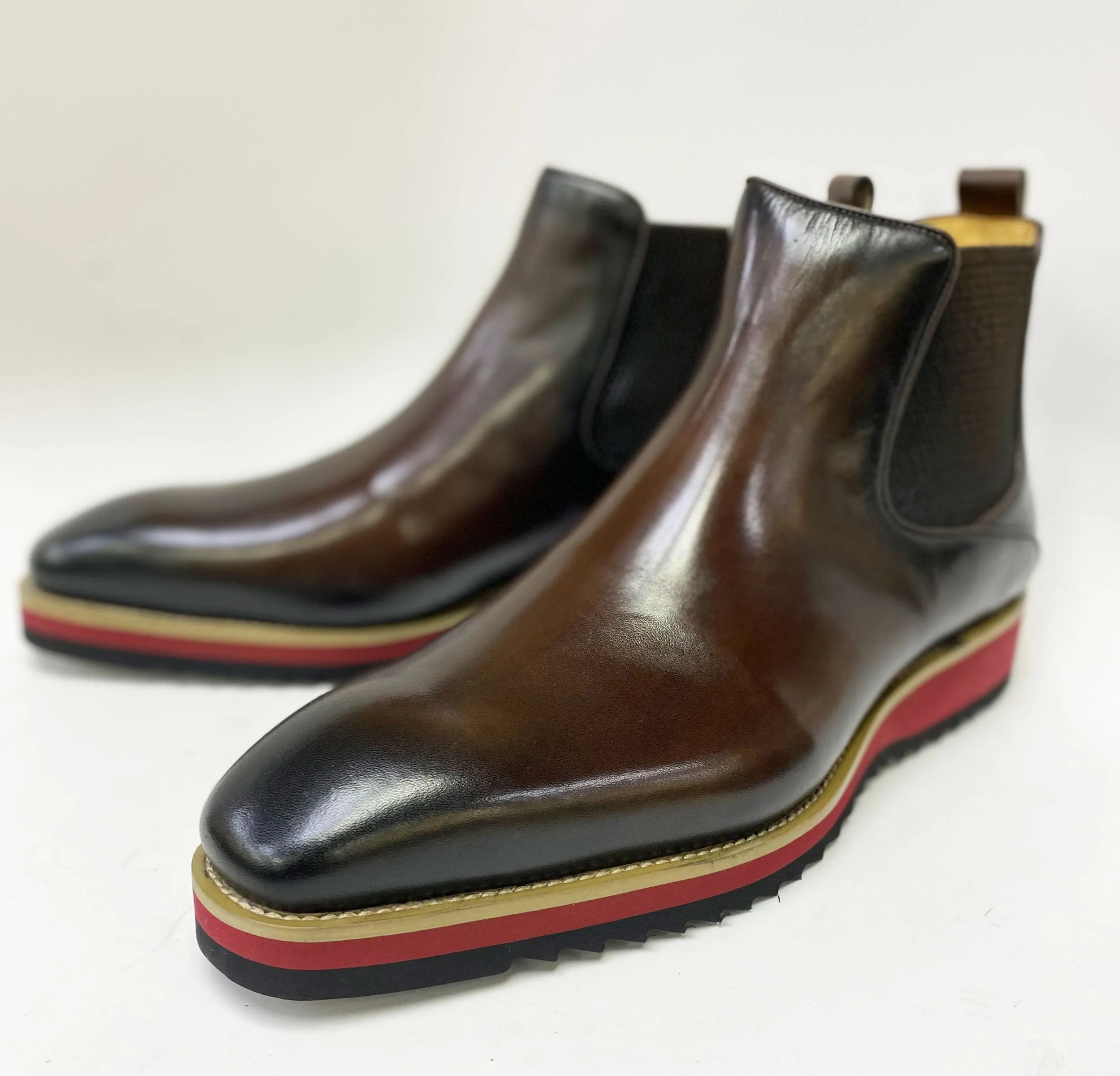 Burnished Calfskin Slip-On Boot Brown