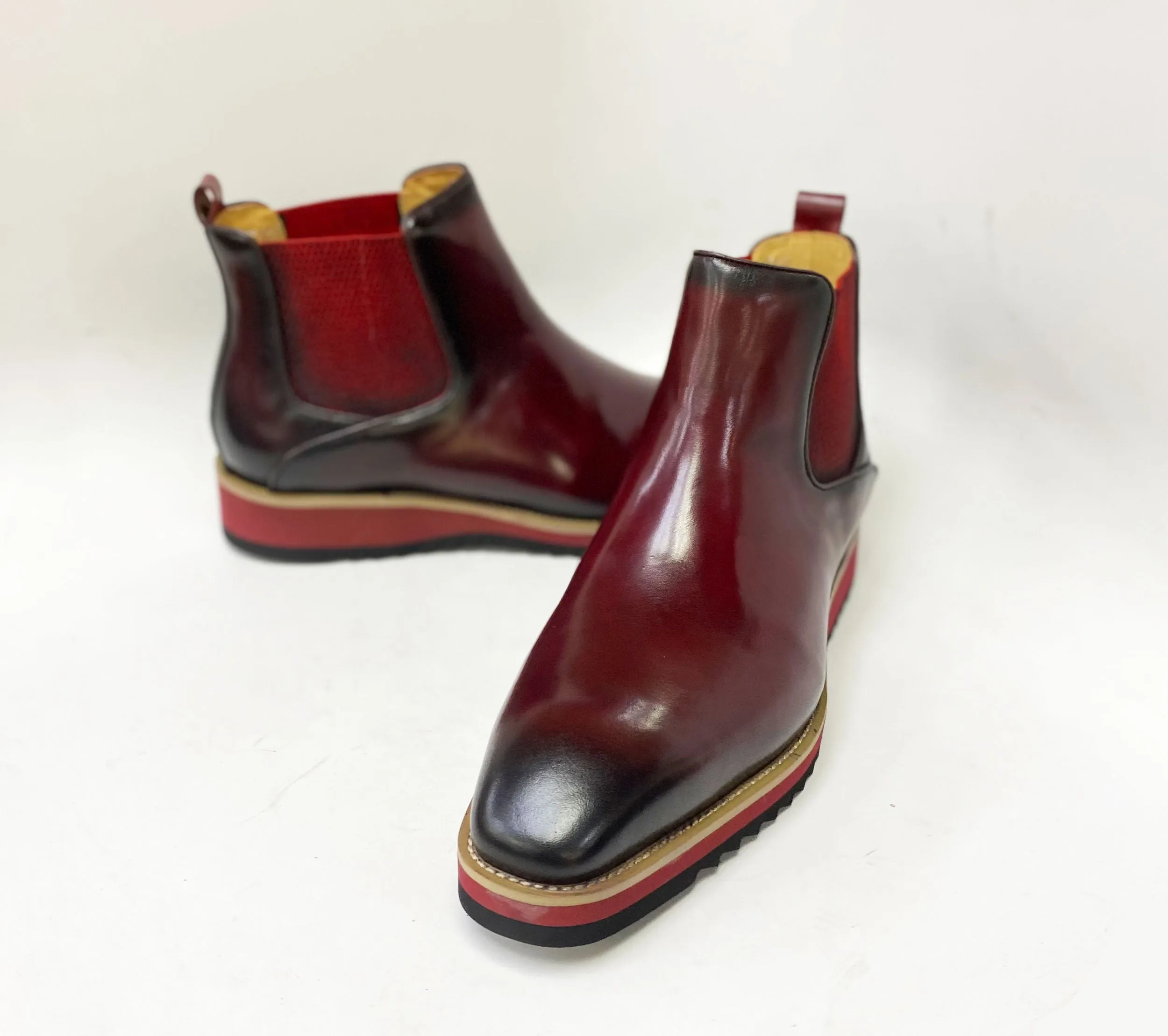 Burnished Calfskin Slip-On Boot Burgundy