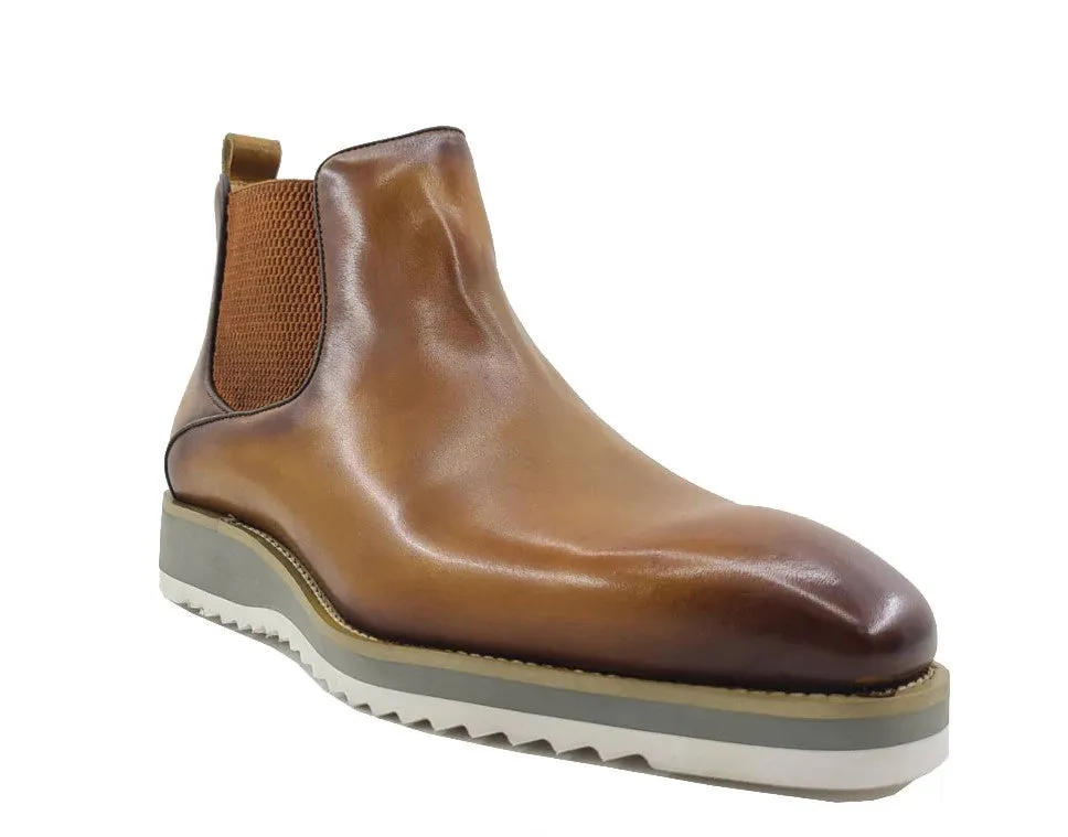 Burnished Calfskin Slip-On Boot Cognac