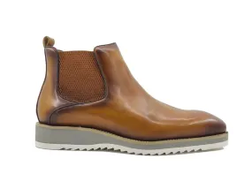 Burnished Calfskin Slip-On Boot Cognac