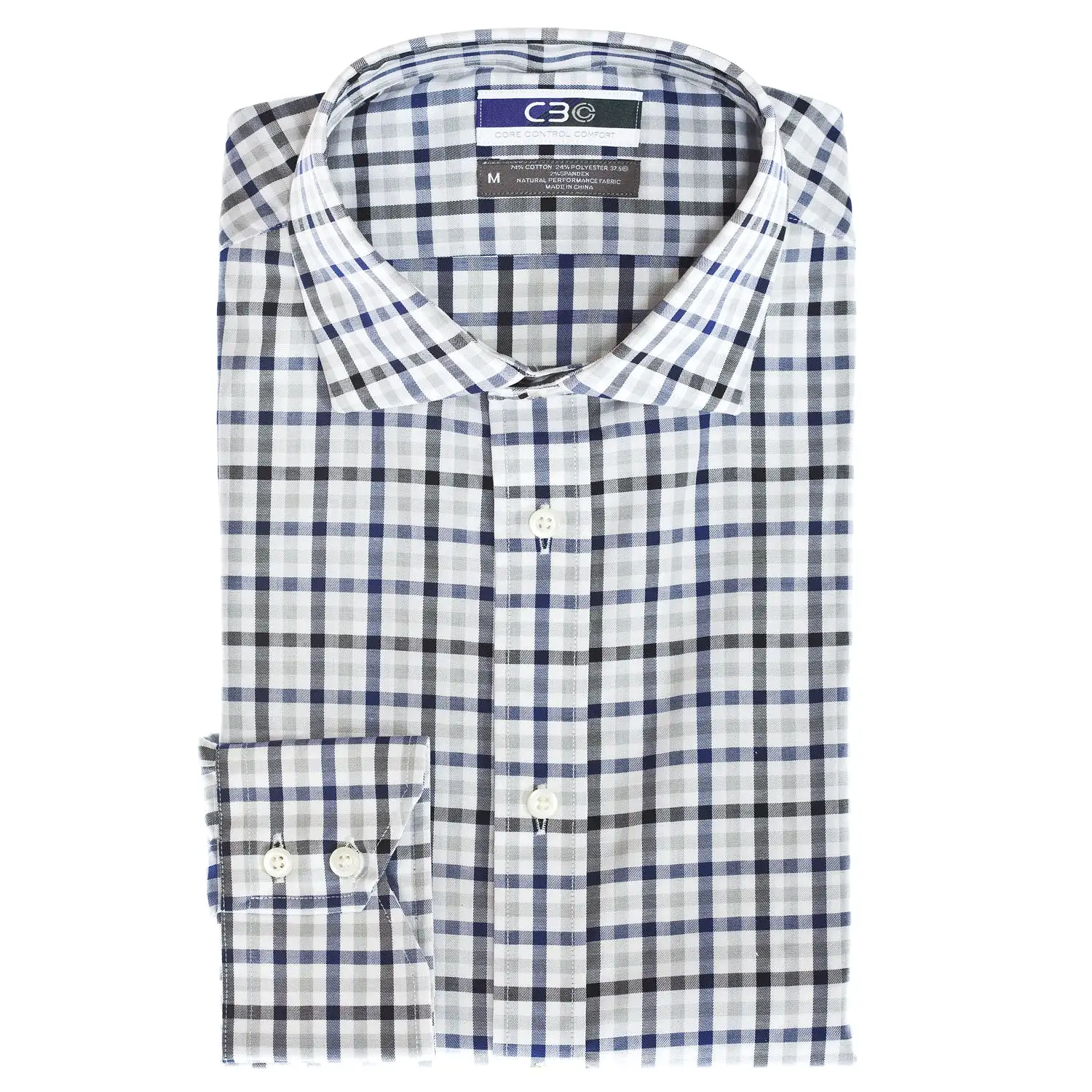 C3 Blue Dobby Check Performance Sport Shirt