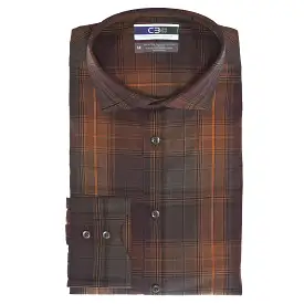 C3 Brown Multi Stripe Performance Sport Shirt