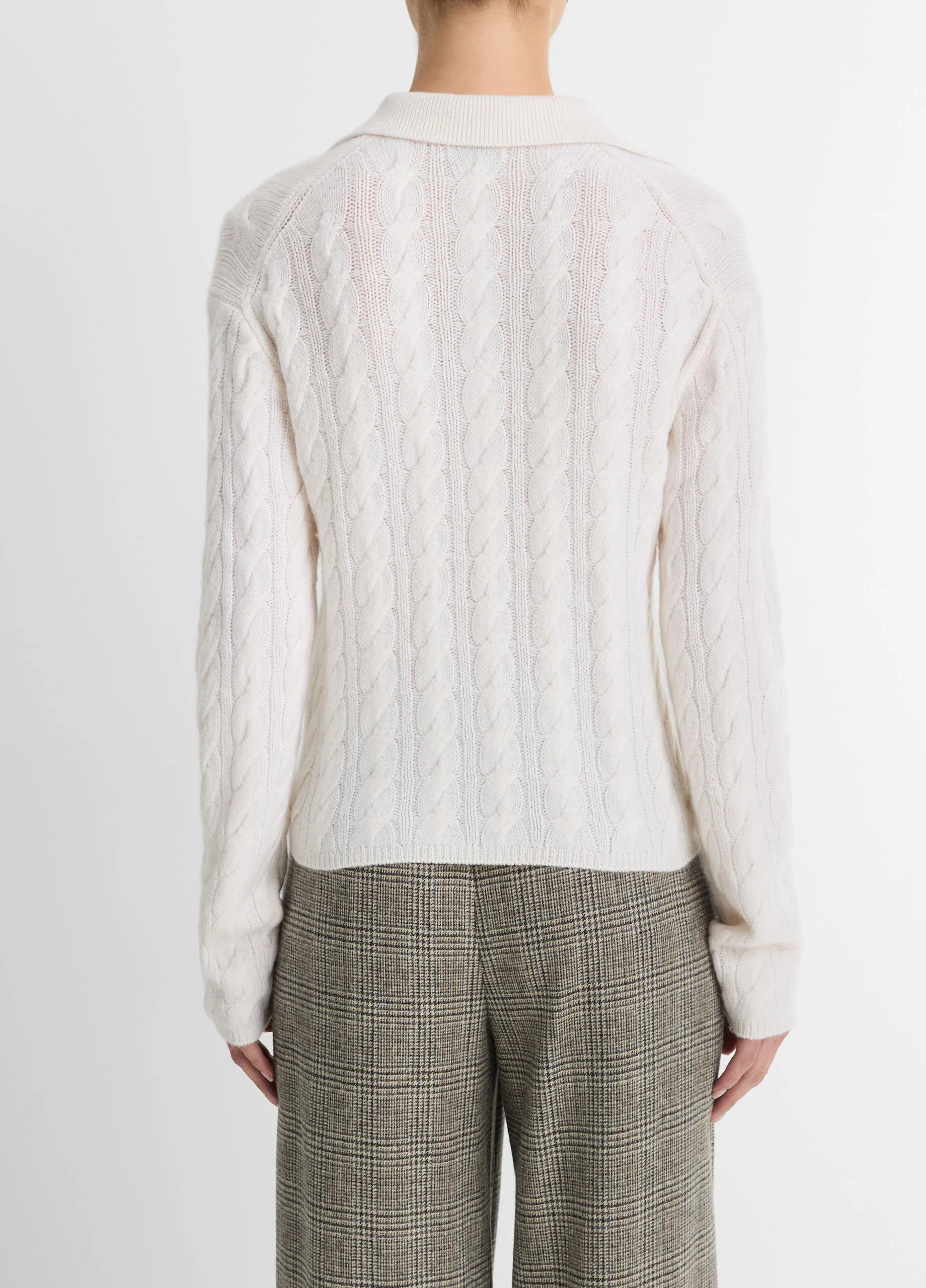 Cable-Knit Wool-Blend Polo Sweater