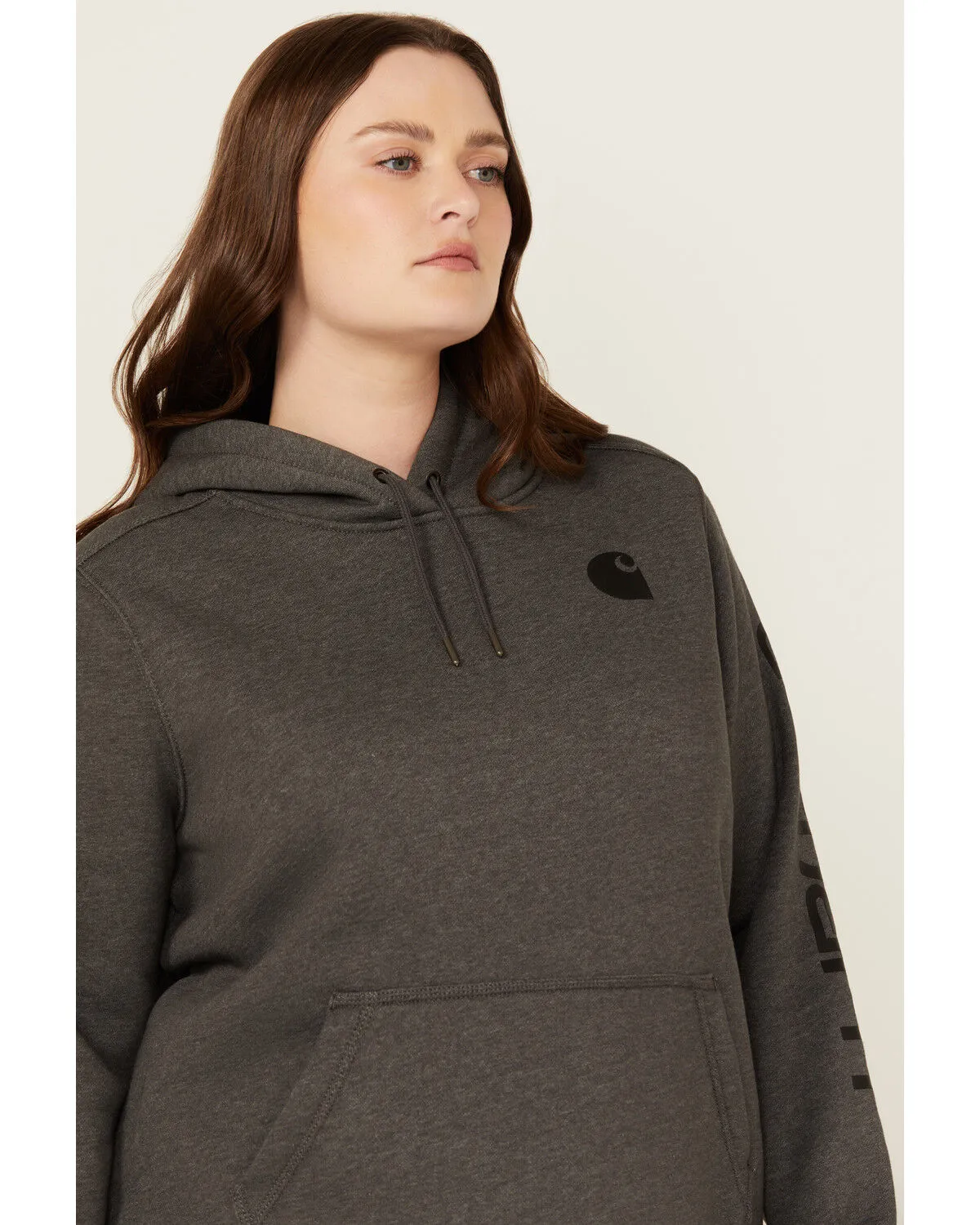 Carhartt Women's Relaxed Fit Midweight Logo Hooded Work Sweatshirt - Plus