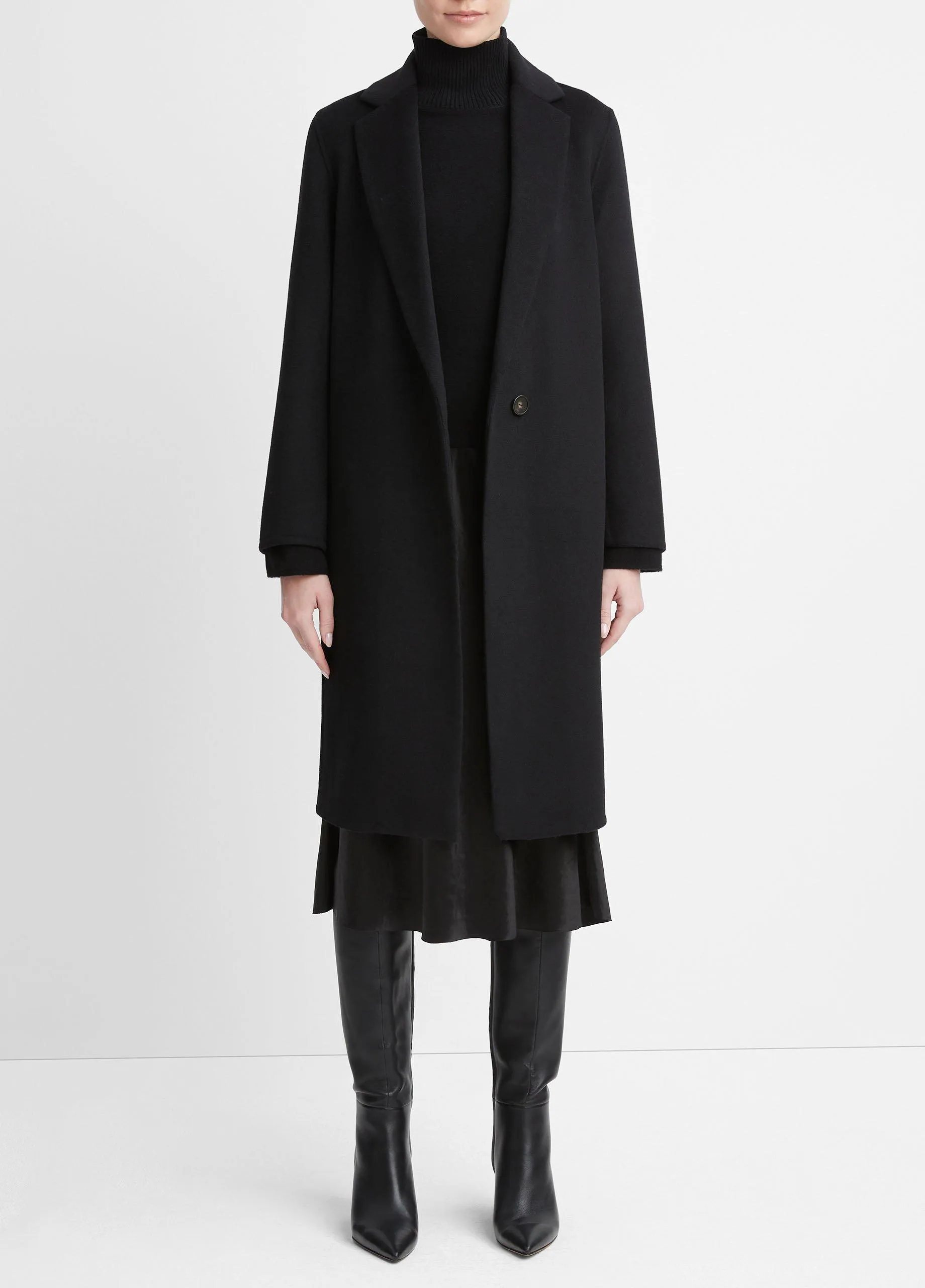 Classic Wool-Blend Straight Coat