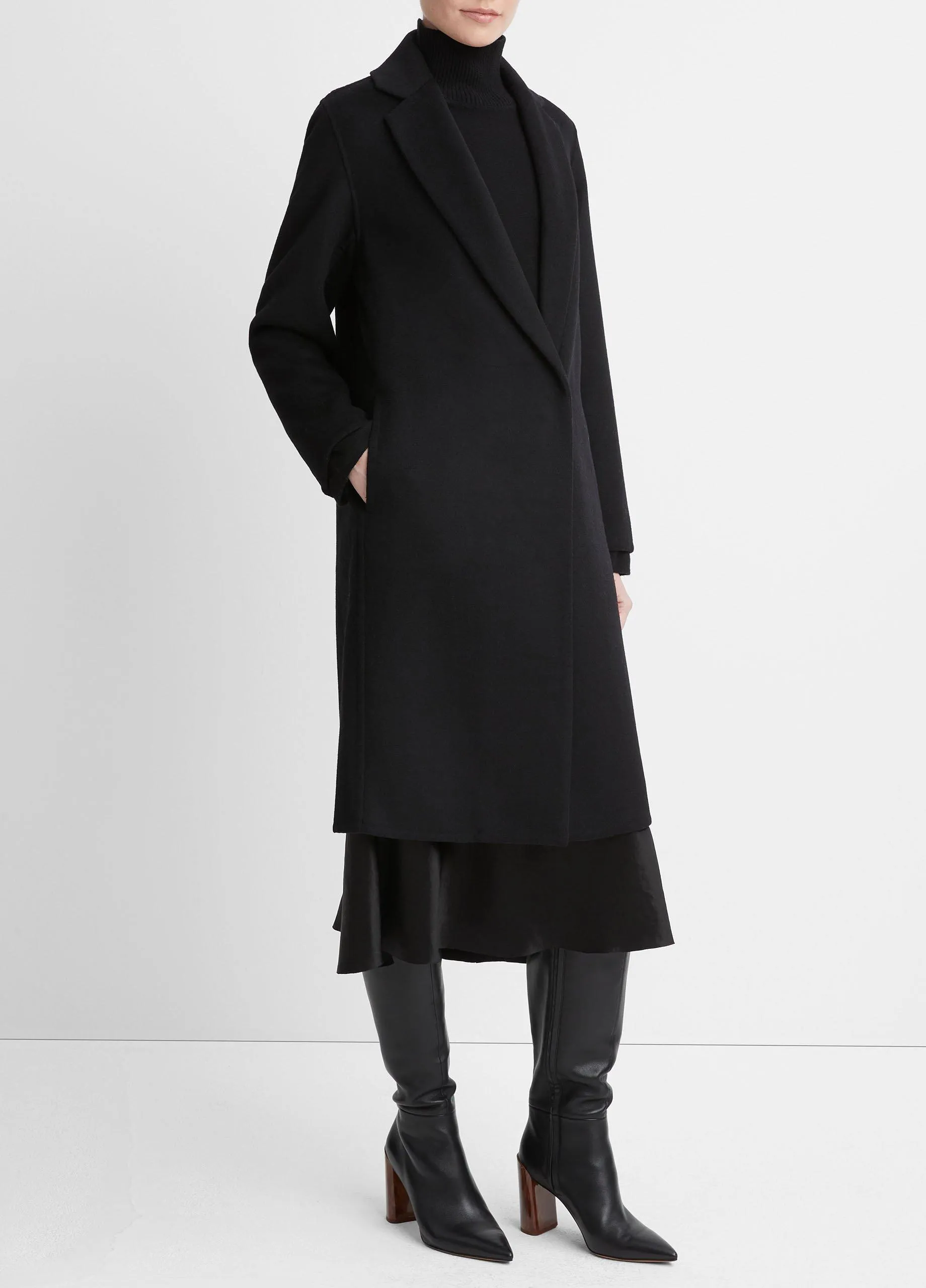 Classic Wool-Blend Straight Coat