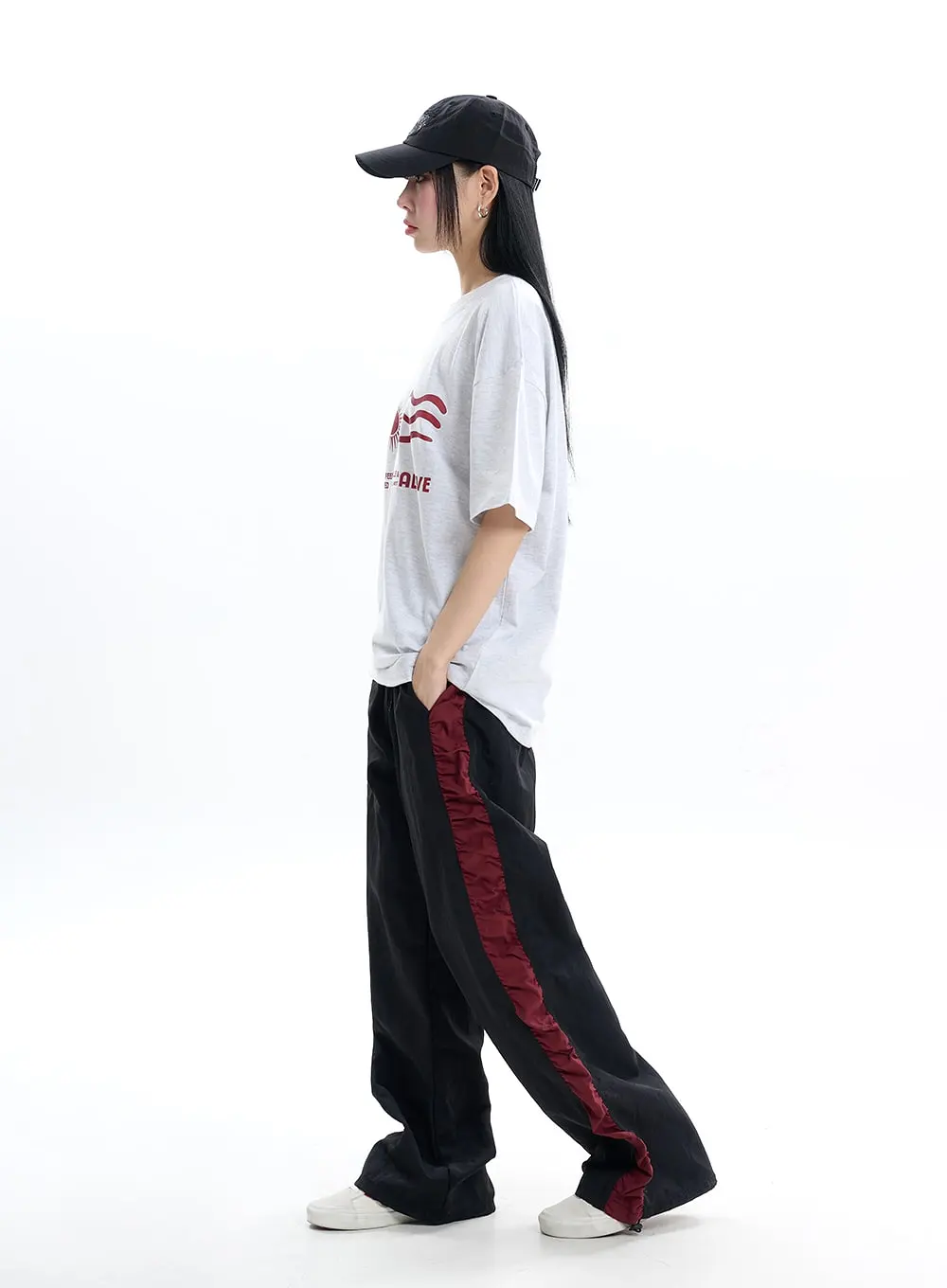 Contrasting Wide Pants IF413