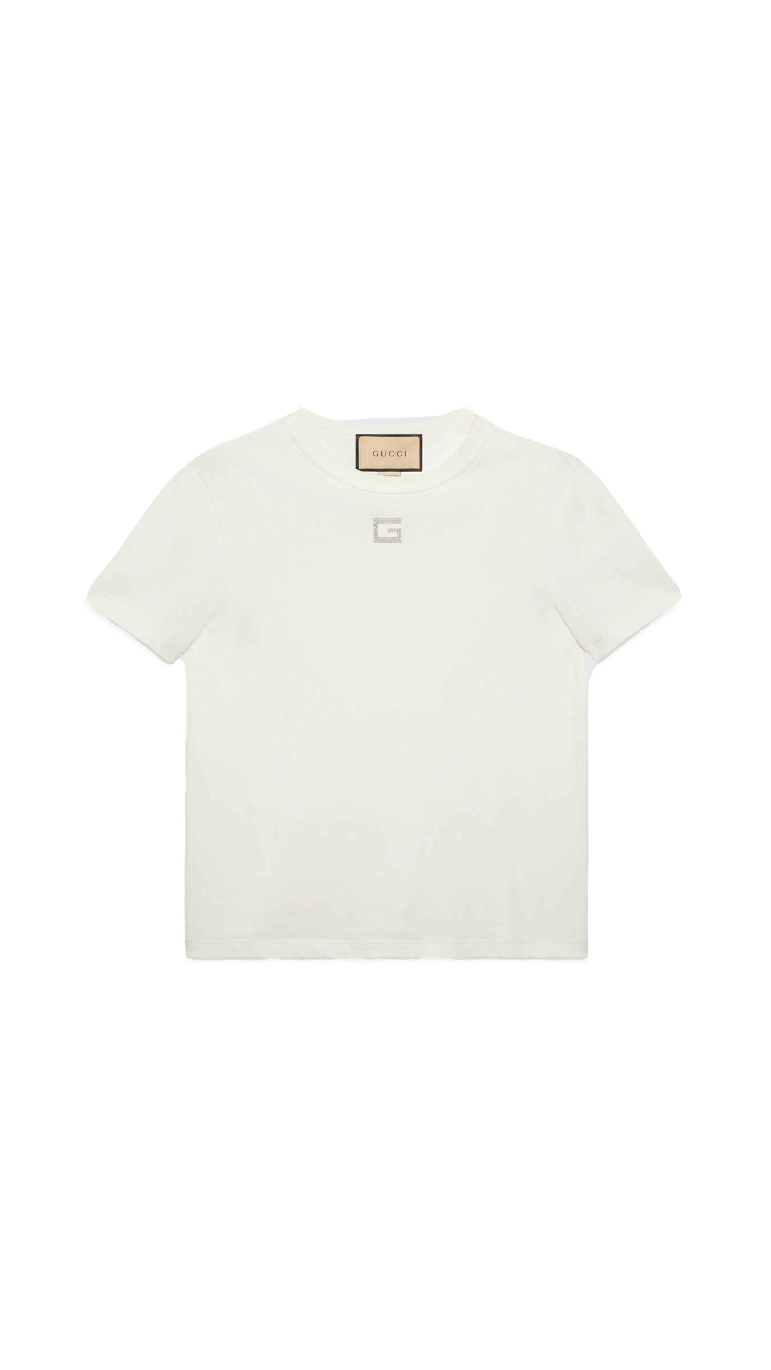 Cotton Jersey T-shirt with Crystal G - White