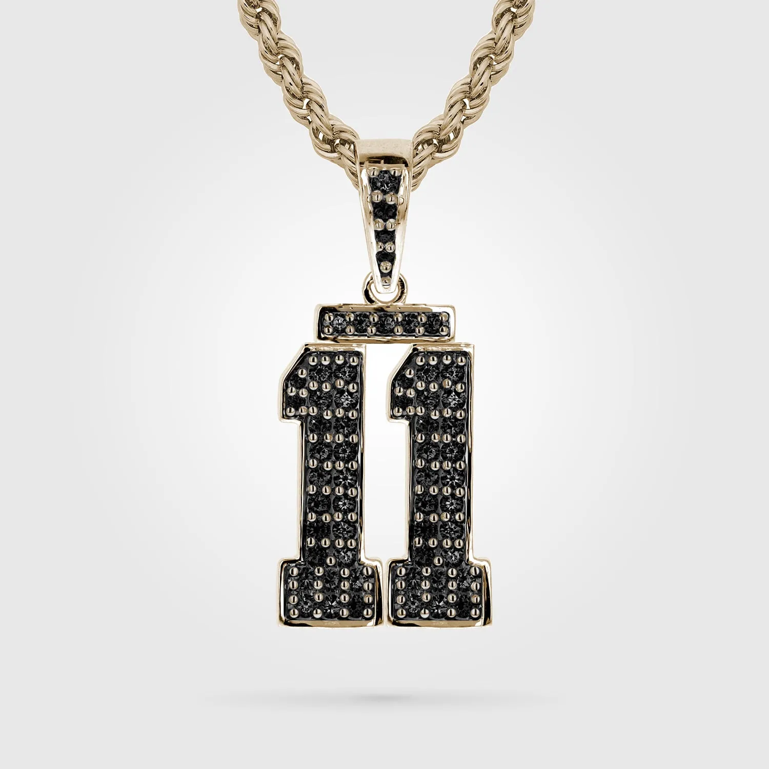 Diamond Studded Jersey Number Necklace | Double Digit  | Gold