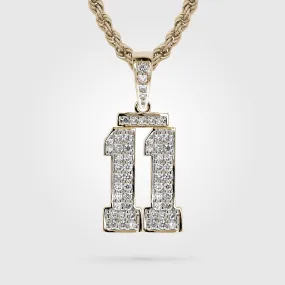 Diamond Studded Jersey Number Necklace | Double Digit  | Gold