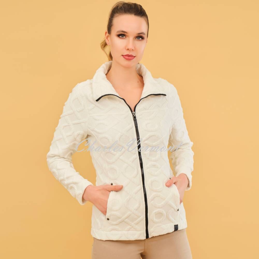 Dolcezza Textured Zip Jacket - Style 73206 (Off-white)