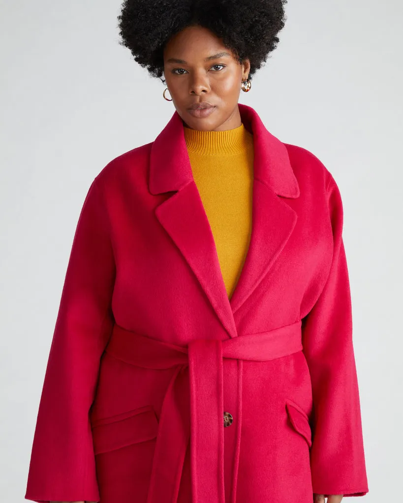 Double Face Luxe Coat - Cerise