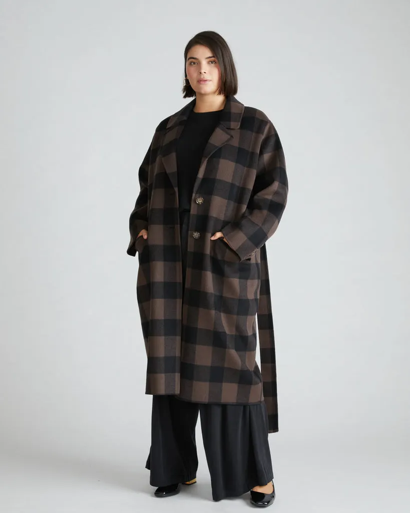 Double Face Luxe Coat - Coffee Plaid