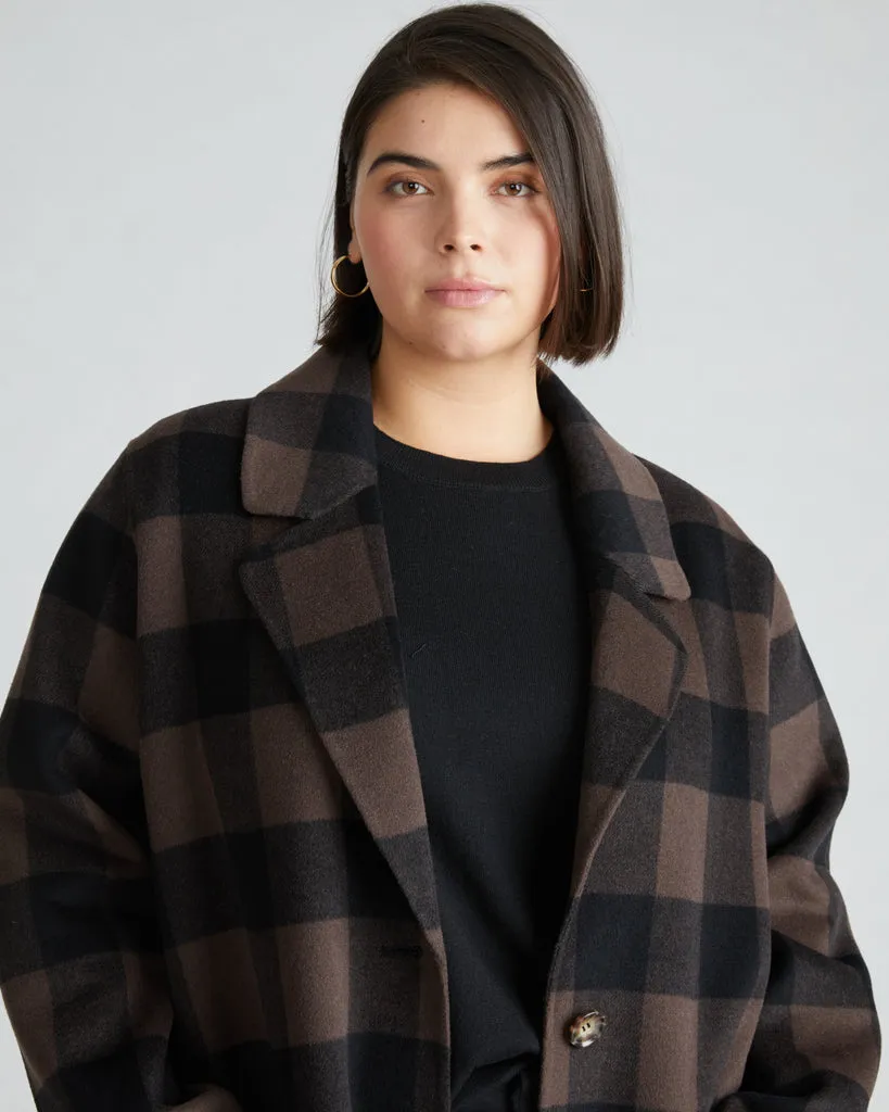 Double Face Luxe Coat - Coffee Plaid