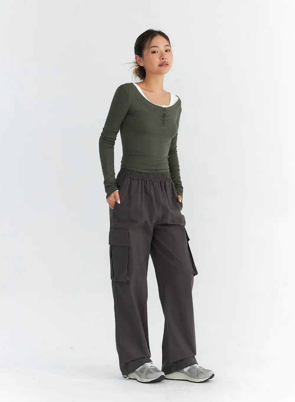 Elastic Waist Cargo Pants CO313