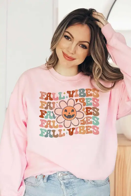 FALL VIBES FLOWER SWEATSHIRT PLUS SIZE