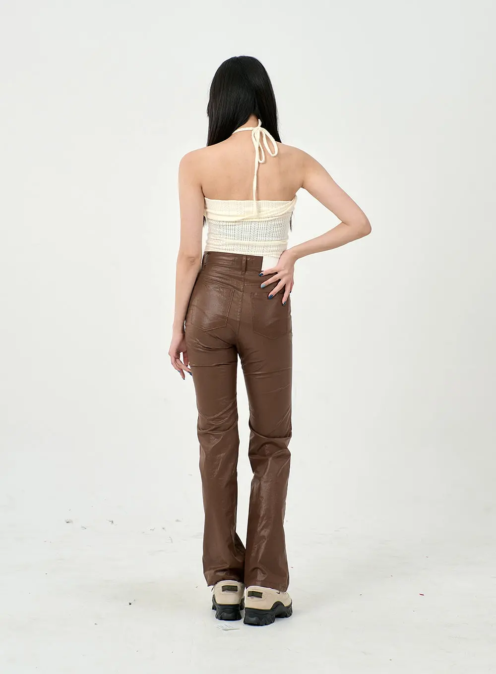 Faux Leather Straight Pants BD09