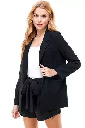 Front Open Blazer - Black